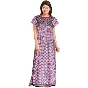 Printed Indian Cotton Long Nightgowns Maxi Gown Pure Cotton Indian Nighty Soft Comfort Sleepwear For Women X-Large, 3 Pieces