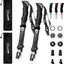 Trekking Poles - Aluminum 7075 Adjustable Walking Sticks with Quick Locks, Expandable to 53", Ultralight for Hiking, Camping, Mountains (Set of 2) (Black)