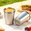 3 x 3 Pack Stainless Steel Cups – 8 oz Metal Cups for Drinking, Shatterproof & Reusable 304 Stainless Steel Pint Glasses, Stackable Small Metal Cups for Bathroom, Office & Home Use – Silver