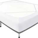 Biscaynebay Decorative Box Spring Cover Queen Size, White Luxurious Jersey Knitting Stretchy Wrap Around 4 Sides Bed Skirt for Home/Hotels, Easy Fit Wrinkle & Fade Free Machine Washable