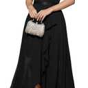 Bbonlinedress Women's V-Neck Dress for Women Wedding Guest Hi-Lo Floral Lace Prom Cocktail Party Formal Bridesmaid Dress (Black, XXXL)