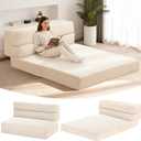 Folding Mattress Full, 3 in 1 Convertible Sofa Bed Foldable Couch Bed Floor Couch Lounge Sleeper Mattress for Living Room, Guest Room