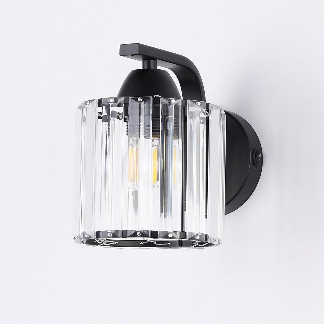 12V RV Wall Light Fixture with Metal Cage and Crystal Shade (Bulb Included), 12V RV Interior Light Fixture with On&Off Switch, 3000K Decorative Interior Light for Motorhome, Trailer