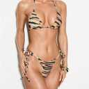 SweatyRocks Women's 2 Piece Bikini Sets Sexy Leopard Print Halter Triangle Bathing Suit (Yellow, S)