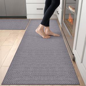 DEXI Kitchen Rugs Non Slip Washable, 24x36+24x72 Absorbent Floor Mats Thin, Soft Carpet Runner for Sink Laundry, Set of 2, Grey DEXI Kitchen Rugs Non Slip Washable, 24x36+24x72 Absorbent Floor Mats Thin, Soft Carpet Runner for Sink Laundry, Set of 2, Grey