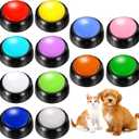 Yunsailing 12 Pack Dog Talking Buttons for Communication Voice Recordable Sound Buttons Talking Buzzers Set with Stickers 30 Seconds DIY Pet Speech Training Button for Dogs & Cats Training