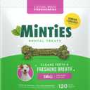 Minties Dog Dental Bone Treats, Tiny/Small Dental Dog Treats, 5-25 lbs, Clean Teeth, Fight Bad Breath, Removes Plaque and Tartar, 120 Count
