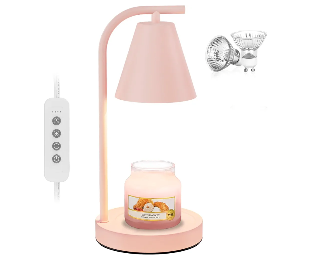 Pink Candle Warmer, Candle Warmer Lamp with Timer，Electric Candle Lamp Warmer for Scented Wax with 2 Bulbs，House Warming Gifts New Home&Gifts for Women, Candle Lamp for Jar Candles