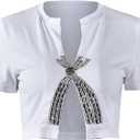 Womens Basic T Shirts Scoop Neck Short Sleeve Crop Tops Going Out Cute Summer Tops Casual Tees Y2k Clothing (Large)