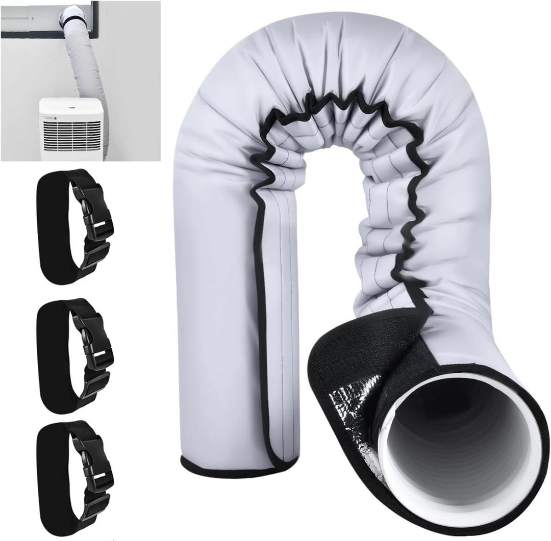 YoleShy Portable AC Hose Insulation Sleeve Thick Portable Air Conditioner Hose Cover Wrap for 5" & 5.9" Diameter Easy Installation AC Duct Insulation Wrap with 3 Adjustable Buckle Bands