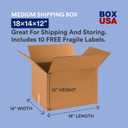 BOX USA Moving Boxes Medium 18"L x 14"W x 12"H 20-Pack - Corrugated Cardboard Box for Shipping, Mailing, Packing, Packaging and Storage