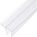 uxcell Shower Door Side Seal, F-Type Shower Door Sweep for 1/2" Glass 130" Long Silicone Frameless Glass Door Seal Strip, Stop Shower Leaks, Clear