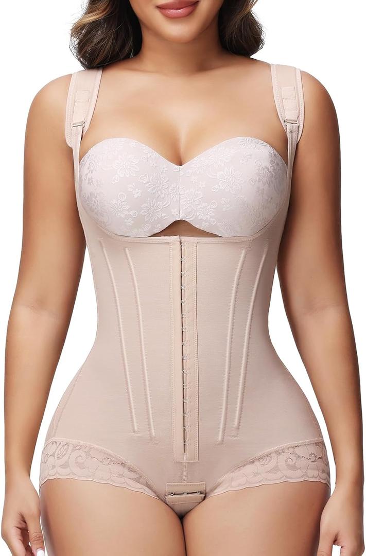 SHAPSHE Fajas Colombianas Moldeadoras Postpartum Stage 2/3 Body Shaper Tummy Control Shapewear for Women with 8 Bones (Beige, S)