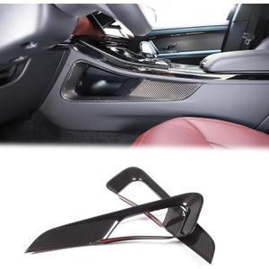 Center Console Gear Shift Side Panel Trim Cover Compatible with Land Rover Range Rover Sport Accessories 2023 2024, Center Console Side Armrest Box Lower Panel Cover (Carbon Fiber Pattern)