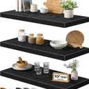 QEEIG 10" Deep Floating Shelves for Wall - 10 x 24 inch Book Shelf Bathroom Bedroom Kitchen Living Room Hanging Bookshelf Farmhouse Set of 3, Black (025-60B3), 10"D x 23.6"W