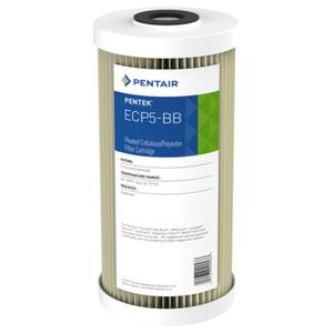 Pentair Pentek ECP5-BB Big Blue Sediment Water Filter, 10-Inch, Whole House Heavy Duty Pleated Cellulose Polyester Replacement Cartridge, 10" x 4.5", White End-Cap, 5 Micron