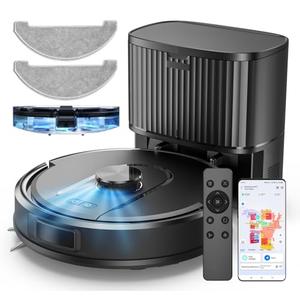 PSUK W11 Robot Vacuum and Mop with Self-Emptying, 60-Day Capacity，LiDAR Navigation, Home Mapping, 3000Pa Suction，No-Go Zones, Robotic Vacuum Cleaner for Pet Hair， Hard Floors, Carpets (Large)