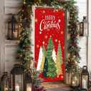 Christmas Door Cover Xmas Tree Snowflake Merry Christmas Front Door Porch Cover Banners for Winter Xmas New Year Holiday Party Decor 70.8 x 35.4 Inch
