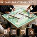 Qabliqo Elegant Chinese Garden Mahjong Mat, Teal Green Chinoiserie Pavilion Lake Non-Slip Noise Reduction Gaming Mat 31.5 x 31.5 Inch for Table American Mahjong Games Card Games Poker Board Dominoes