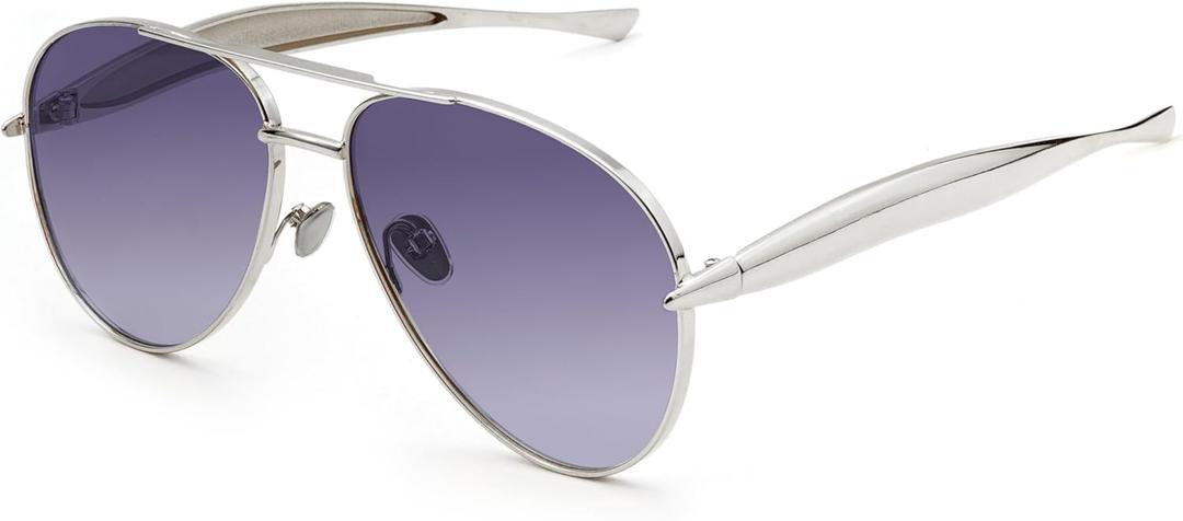 Oversized Aviator Sunglasses for Women Men 70s Trendy Sardine Big Sun Glasses Gold Metal Frame Shades
