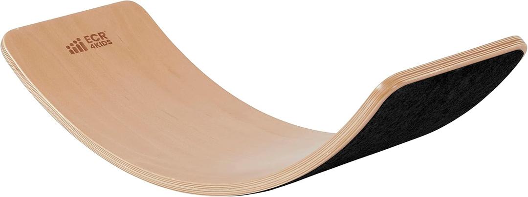 ECR4Kids Wooden Rocking Balance Board with Non-Slip Felt Base, Montessori Toy, Black