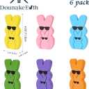 2 x Easter Decorations, 6pcs Wood Bunny Table Easter Dcor, Spring Rabbit Sign for Tiered Tray Home Decor