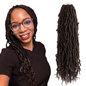 BOHOBABE Faux Locs Crochet Hair 18 Inch, Boho Soft Crochet Locs with Curly Ends, Long Brown Bohemian Goddess Locs Crochet Braids for Black Women (6 Packs, 4#)