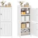 MOGELAFOO Small Bathroom Storage Cabinet, 30" Tall Freestanding Corner Floor Cabinet with 2 Doors & 5 Shelves (2 Adjustable), Narrow Toilet Paper Holder Organizer for Small Spaces, White