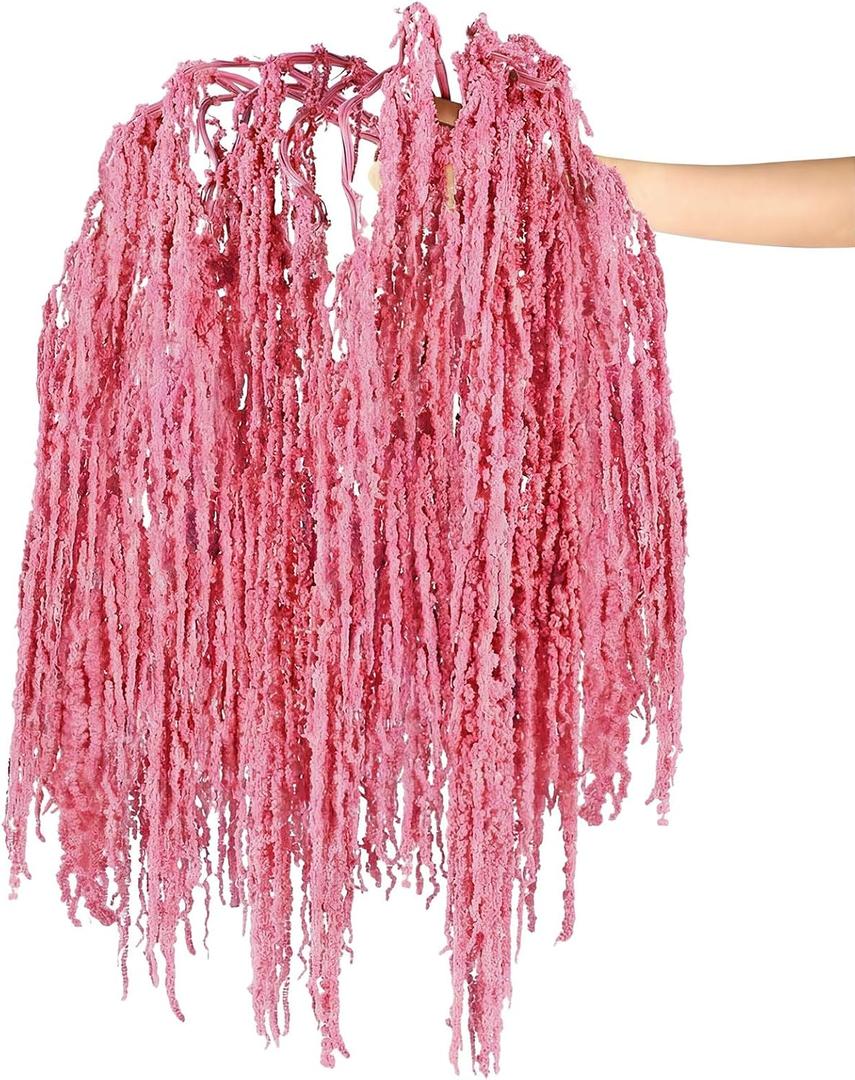 Suncalla 12 Pcs Rose Pink Spring Natural Dried Amaranthus Hanging Flowers Amaranthus Artificial Flowers for Wedding Arch Bouquet Floral Garland Wall Home Decoration (23 Inch)