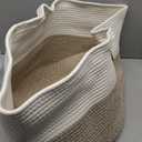 HZFTJOY Large Blanket Basket for Organizing,65L Closet Organizers and Storage Bins Box for Shelves Woven Rope Storage Baskets,Living Room,Bedroom,Dorm,Laundry room (White&Brown)