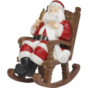 Christmas Santa Claus Figure Christmas-Decoration - Santa Sitting on Rocking Chair Figure 9.5*6*9.5 in Merry Christma Xmas Gift Resin Holiday Statues for the Mantle Farmhouse Decor Newman House Studio