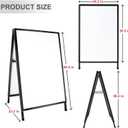 24x36 Inches Double Sided Heavy Duty Slide-in Folding A-Frame Sidewalk Curb Sign Stand Display Poster Boards Poster Holder Frame Chalkboard Sign, (Black-Metal)