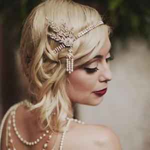 Gortin 1920's Flapper Headband Leaf Rhiestones Gatsby Headpiece Pearl Headdress Flapper Hair Accessories For Women