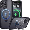 Designed for iPhone 16 Pro Case, with 360 Magnetic Stand [Compatible with MagSafe] [Military Drop Protection] Shockproof Translucent Matte Case for 16 Pro 6.3 Inch, Black