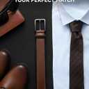 CHAOREN Mens Belt Leather - 1 3/8" Dress Belts for Men - Considerate Gift for Work Business Casual Jeans (40 (Fits Waist 38"-39"), Cognac)