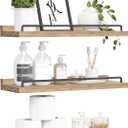 Floating Shelves for Wall Decor, Light Brown Wood Shelves for Bathroom, Living Room, Bedroom, Picture Frames, Plants, Kitchen (Set of 3) (16")