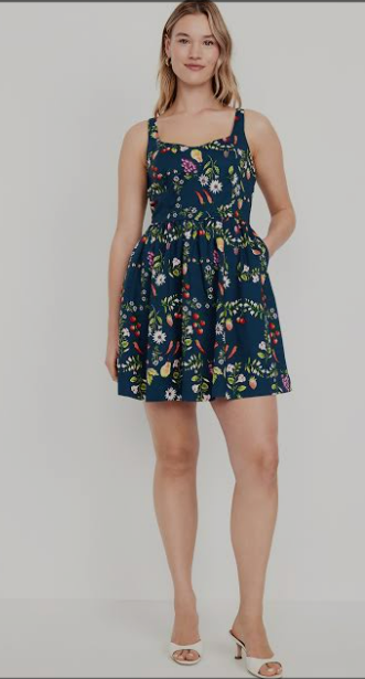 Aidonger Cami Mini Dress, Floral Dark Blue, Medium