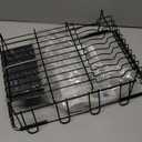 Dish Drying Rack Over the Sink In Stainless Steel Black Expandable Drainer for Small Kitchen, Counter Space Saving Compact Inside Sink Plate Dryer, Adjustable Hanging Metal Wire Strainer Drain Holder