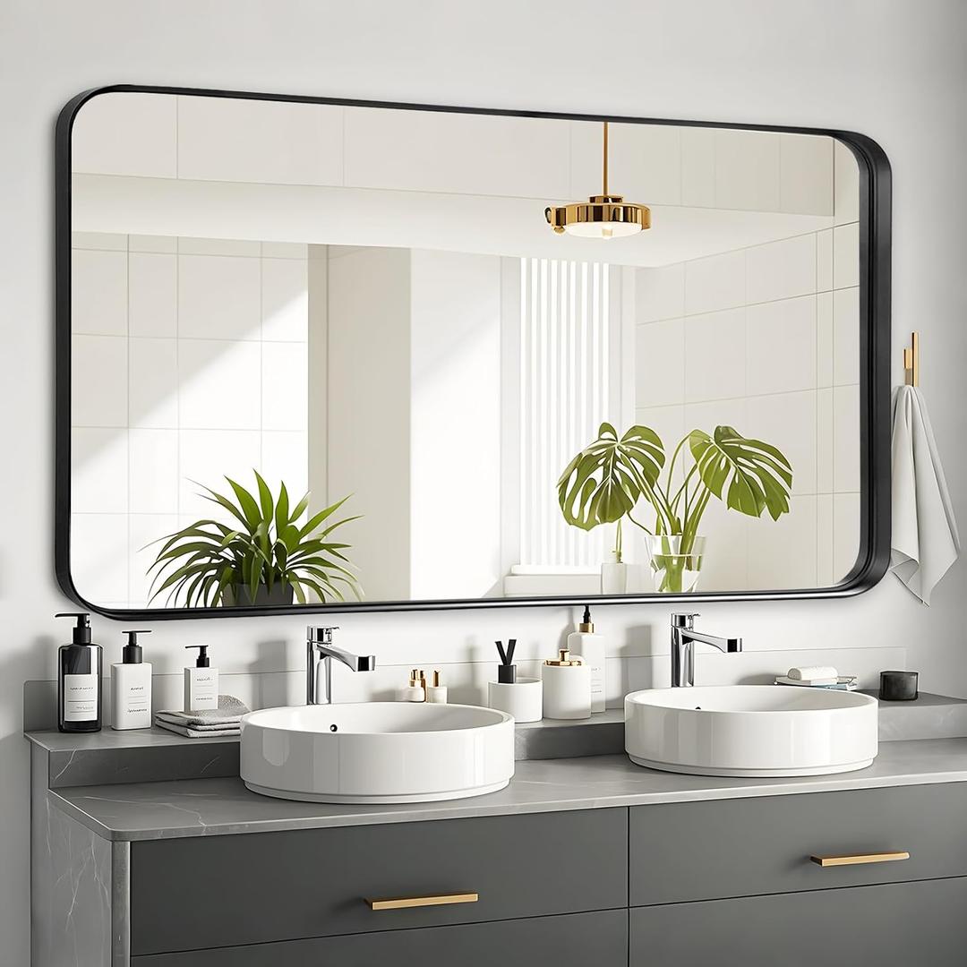 Fabuday Bathroom Wall Mirror Over Sink - 20x40 Inch Balck Framed Bathroom Mirrors for Vanity, Dresser, Large Black Matte Mirrors for Bedroom, Restroom, Farmhouse, Entryway Decor