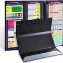 Vuzvuv Nursing Clipboard Foldable,Black Nurse Pocket Clipboard 3 Layers with Nursing Medical Edition Cheat Sheets, Foldable Nurse Clip Boards Notepad for Students, Nurses, Doctors and Medical Staff