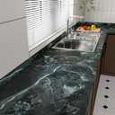 VaryPaper 32"x354" Black Green Marble Peel and Stick Wallpaper Marble Contact Paper for Countertops Waterproof Counter Top Vinyl Wrap Removable Self Adhesive Granite Wall Paper for Kitchen Bathroom