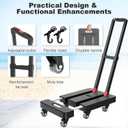 Folding Hand Truck, 500 LBS Heavy Duty Foldable Dolly Cart with Wheels, Telescoping Handle & 2 Elastic Ropes, Portable Luggage Cart for Moving, Travel, Home, Black Red