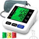 Blood Pressure Monitor Upper Arm Blood Pressure Machine for Home Use BP Cuff Kit, Large 3-Color 3.4'' Display with Backlight, Pulse Rate Detection Meter with Cuff 22-42cm/ 2×99 Sets Memory (Black)