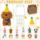Adopt a Dog Party Favors Set - 12 PCS Plush Stuffed Puppies with Party hats include Paper House, fence, Adoption Cards, DIY Collars, House Decor and Check-up Accessories for Puppy Party Birthday