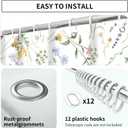 Shower Curtain for Bathroom, Cute Shower Curtain Sets with 12 Hooks, Waterproof Fabric Bath Curtain for Home, 72Wx72H Beautiful Flowers