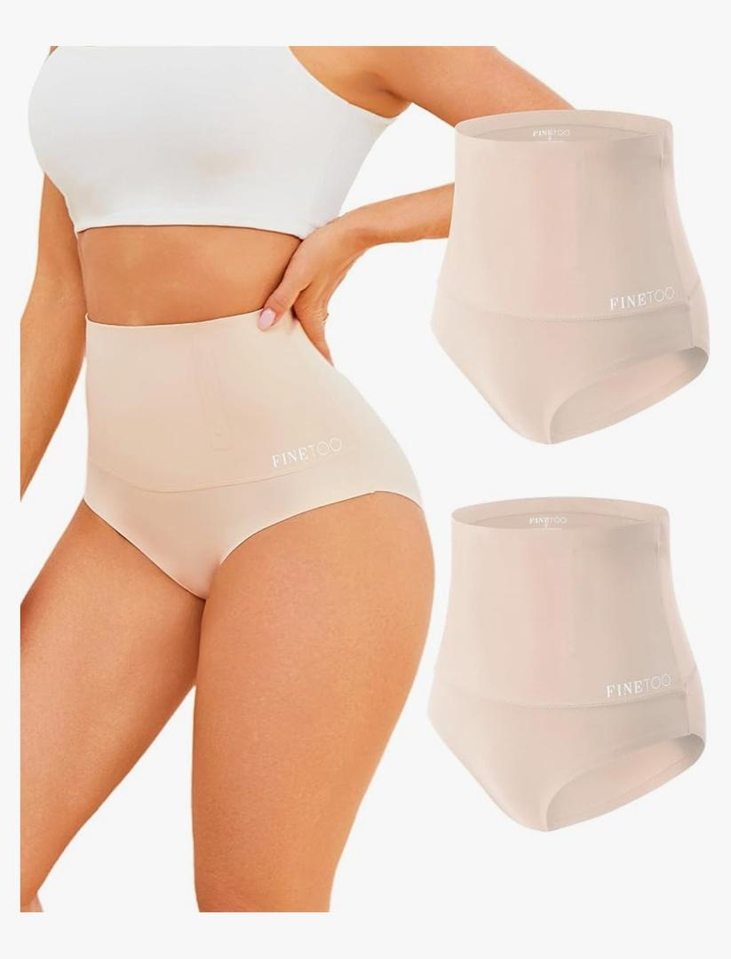 FINETOO Tummy Control Underwear Shapewear for Women Seamless High Waisted Panties Moderate Control Briefs, Size Small