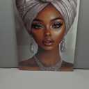 XLMDYYSW African American Wall Art Black Woman Portrait Canvas Print Girl Wearing Silver Headdress Picture Elegant Female Painting for Bedroom Home Framed (Silver, 16.00" x 24.00")