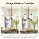 YESIDS Vintage Green Milk Glass Chandelier Pendant Light, Bedroom Ceiling Light with Adjustable Height & Multi-Size Options for Kitchen, Living Room, Entryway (White, 17.7in)