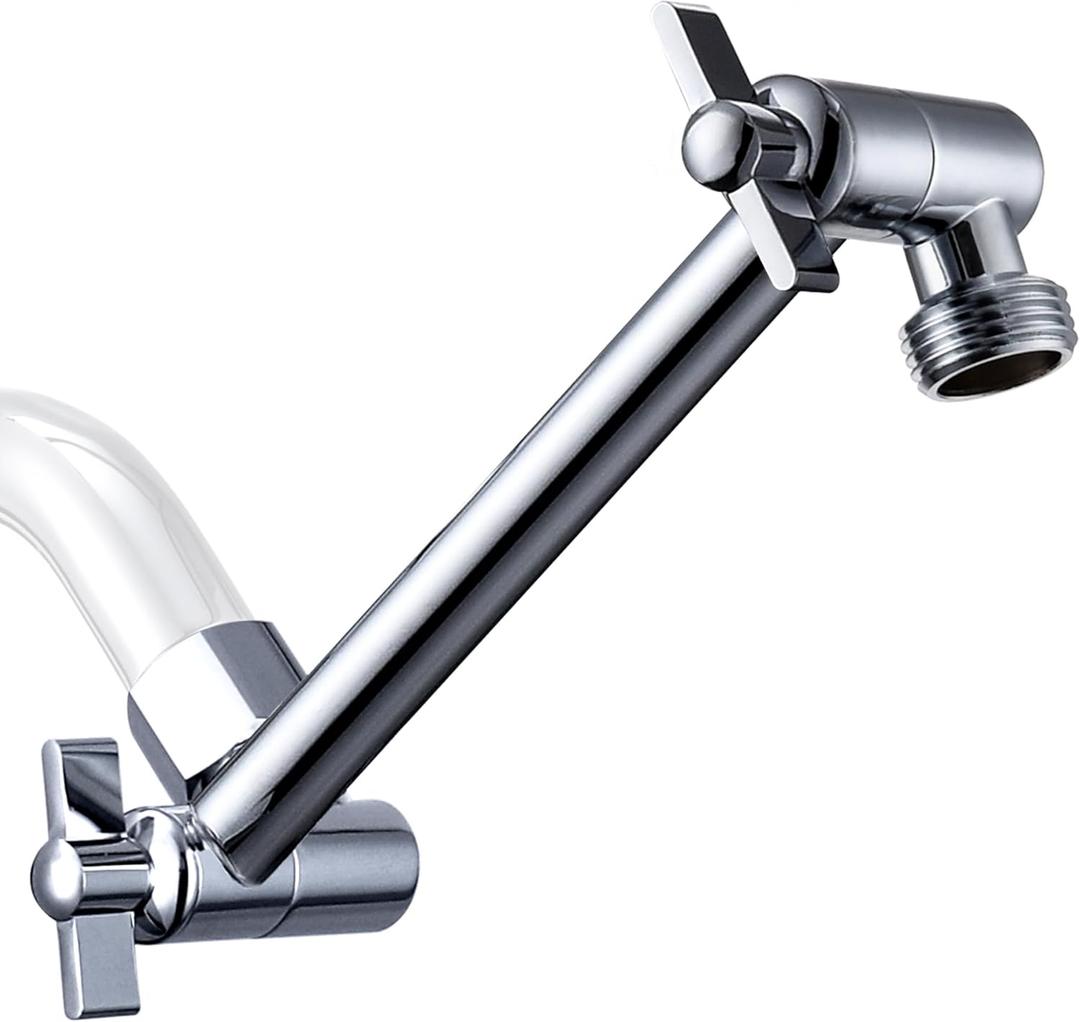G-Promise 5.8 Inch All Metal Shower Head Extension Arm, Adjustable Extender with Locking Screw for Rise or Lower Rainfall and Fixed Shower Head, Universal G1/2 Connector Replacement Part (Chrome)