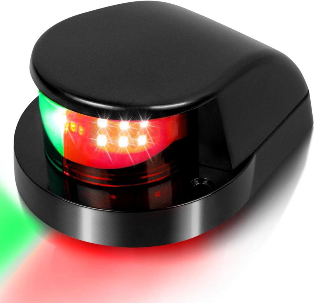 Obcursco Boat Navigation Lights, Red and Green Marine LED Bow Lights, IP67 Waterproof, Rust-Resistant, Ideal for Pontoon, Skiff, Small Boats, and Yacht(Black)
